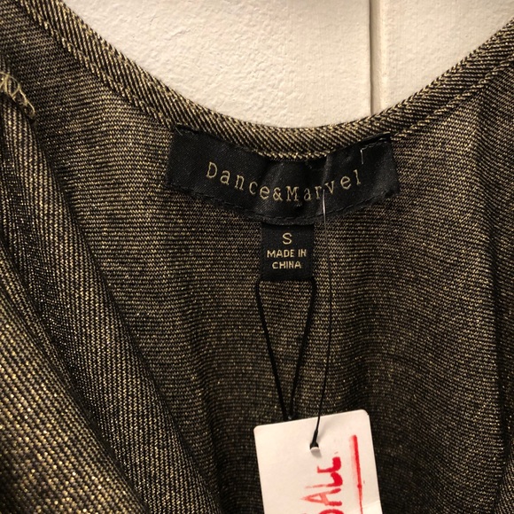 NWT Dance & Marvel gold glitter spaghetti strap thing bodysuit - size small - Picture 3 of 4